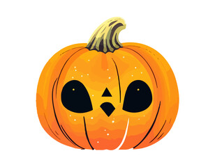 Pumpkin on white background. The main symbol of the Happy Halloween holiday. Orange pumpkin with smile for your design for the holiday Halloween. Vector illustration.