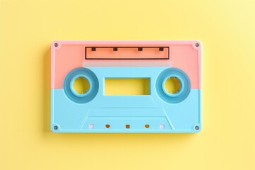 audio cassette isolated on yellow
