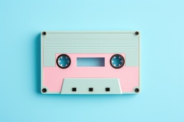 Fototapeta premium audio cassette isolated on blue background