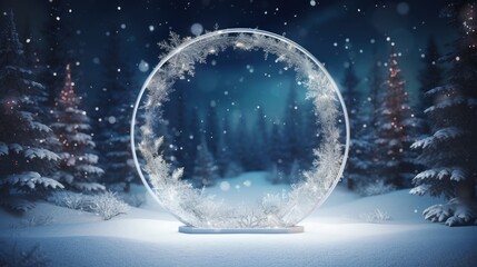 Fototapeta na wymiar 3D circle to celebrate beautiful merry christmas and happy new year frame background.