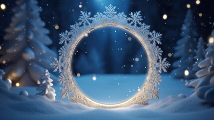 3D circle to celebrate beautiful merry christmas and happy new year frame background. - obrazy, fototapety, plakaty