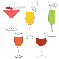 Line art of vector bar glasses. 