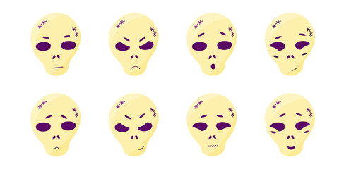 Fototapeta premium halloween skull emotion color scary elements set