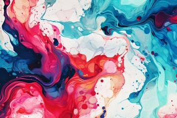 Pattern with fluid watercolor splashes. Generative AI