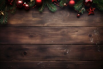 Christmas wooden background with copy space