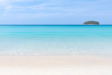 Beautiful Kata Beach with crystal clear water and blue sky, famous tourist destination and resort...