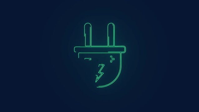 Electric charging green energy plug animation
