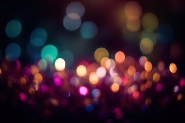 Colorful Christmas lights with blurred bokeh background
