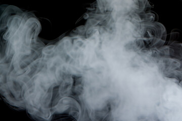 Beautiful white smoke with natural pattern on black background with charming pattern