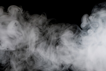 Beautiful white smoke with natural pattern on black background with charming pattern