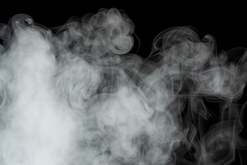 Beautiful white smoke with natural pattern on black background with charming pattern