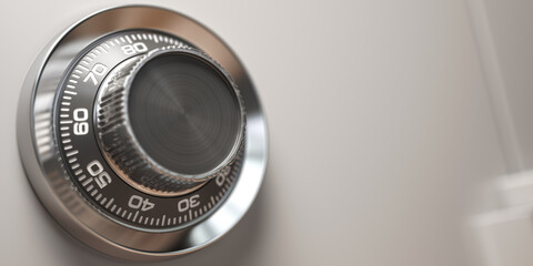 Safe combination lock wheel with space for text.