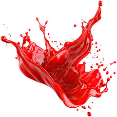 Red paint splashes and drops isolated on transparent background