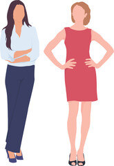 Two women stand. Vector illustration.