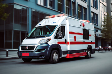 Medical emergency ambulance car on the street