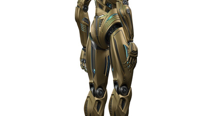 3d rendering of detailed futuristic robot or alien humanoid cyborg. Back side view of the mid body isolated on transparent background