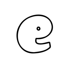 Fototapeta premium Cartoon e black letter of latin english outline in outline childlike style isolated on white background. For typography, font, alphabet, lettering, logo, presentation, signboard, education, branding.