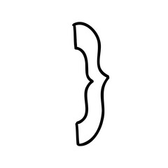 Symbol close right brace cartoon outline in outline childlike style isolated on white background. For typography, font, lettering, logo, alphabet, signboard, education, branding, presentation.