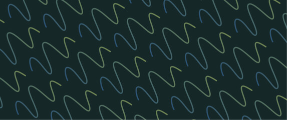 abstract seamless gradient line pattern on a dark background, colorful gradient wavy line doodle pattern for background, card, event, banner
