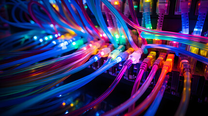 A close-up shot of neon-colored cables 