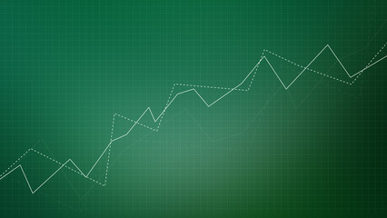 Growth up stock markets green chart. Success, rising business and financial graph, economy data diagram and money investment analysis