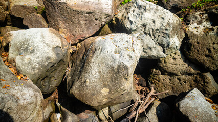 rocks that line the beach