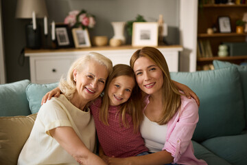Three female generation portrait at home