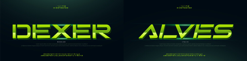 Technology space font alphabet logo. techno neon effect fonts designs. Typography digital sport sci-fi logos concept. vector illustration