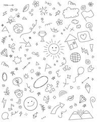 Illustration Vector of Cute Doodle, Hand Drawn Set of Cute and Funny Doodle for Decoration
