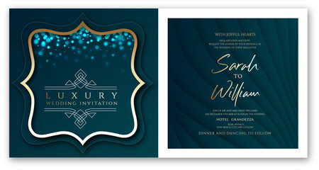 Luxury Wedding Invitation Deep Green