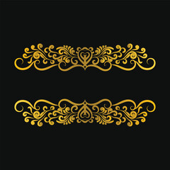 Gold Floral Vintage Title Frame Swirl For Text Border Png Transparent Background Wedding Invitation Card-Luxury golden arabic islamic text box title frame border banner set multiple colors ornament