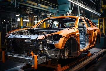 robot arms in the modern automotive industry. Generated with AI