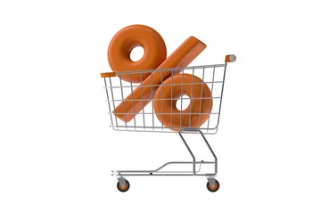 3D render push cart for shopping