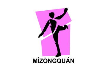 Mizongquan (Lost Track Fist) sport vector line icon. sportsman, fighting stance. sport pictogram illustration.