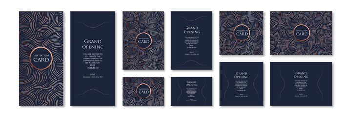 Abstract line art pattern invitation template