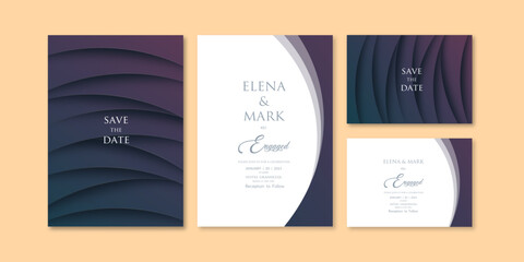 Modern cerved wave layered dark color theme invitation template