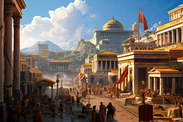 Painting of life in Ancient Rome - obrazy, fototapety, plakaty