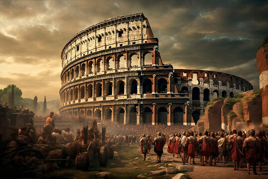 Painting of the Roman Colosseum in Rome in ancient times © James Nesterwitz