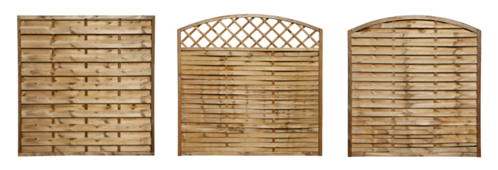Différents panneaux de bois pour clôture de jardin