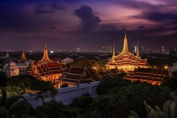 A scenic outlook of the grand palace city. Generative AI