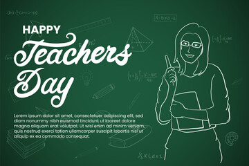 hand drawn happy teacher's day greeting card