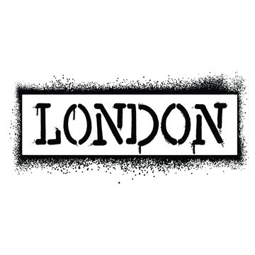 Graffiti stencil spray paint word London Isolated Vector