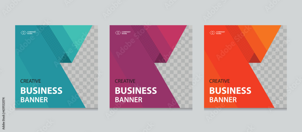 Poster Set of Editable square business web banner design template background. Suitable for social media post, instagram story and web ads. Vector illustration with Space to add pictures.