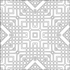  Stylish texture with figures from lines.Abstract geometric black and white pattern for web page, textures, card, poster, fabric, textile. Monochrome graphic repeating design. 