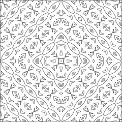 Stylish texture with figures from lines.Abstract geometric black and white pattern for web page, textures, card, poster, fabric, textile. Monochrome graphic repeating design. 