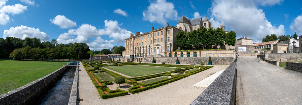 The Royal Abbey Notre-Dame of Celles-sur-Belle in the Deux-Sevres department of France. High quality photo