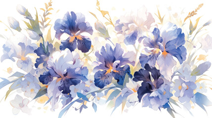 Vintage Iris Pattern with White Background