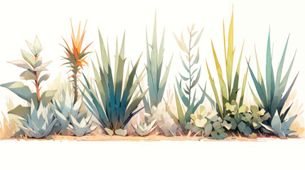 Vintage Yucca Pattern with White Background