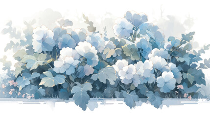 Watercolor Vintage Dusty Miller Art with White Background