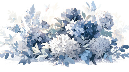 Watercolor Vintage Dusty Miller Art with White Background